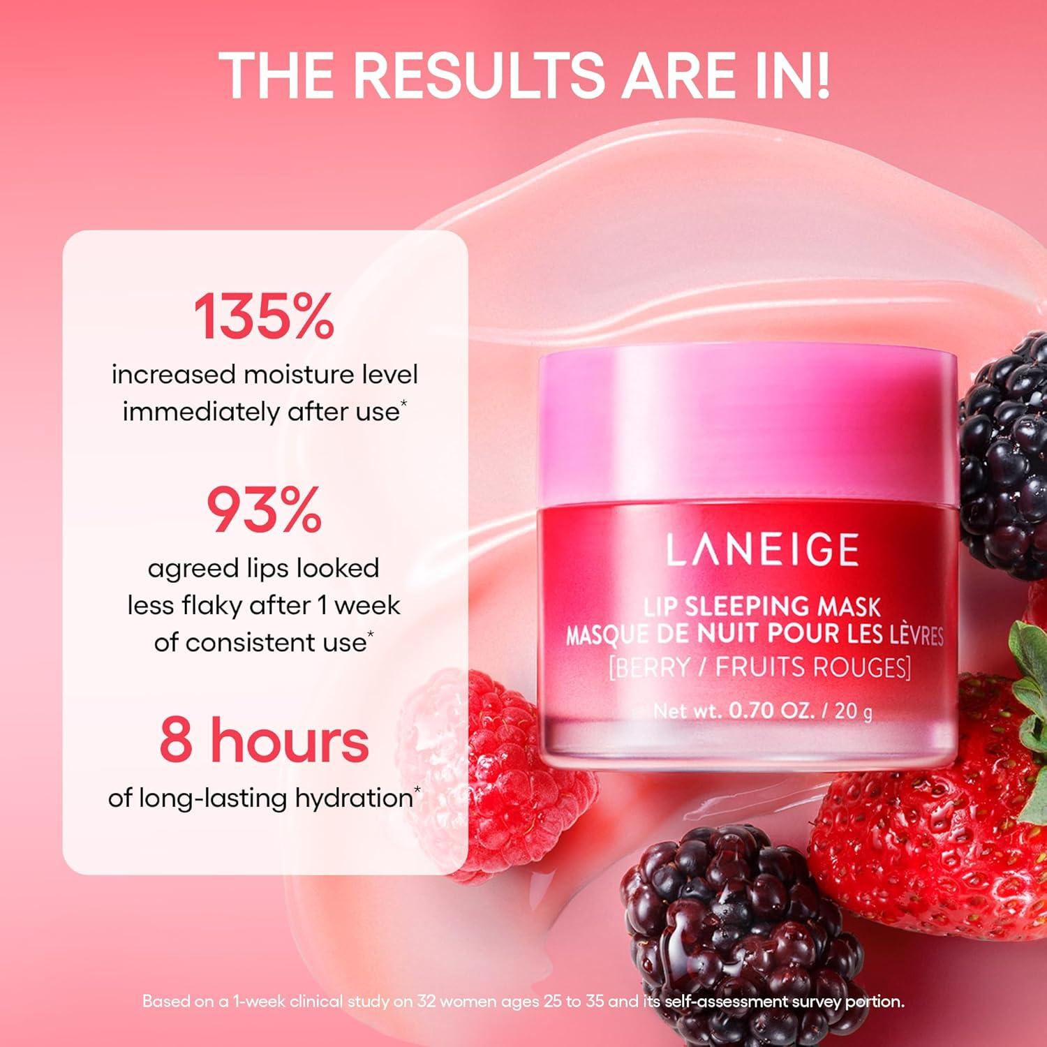 LANEIGE Divine Lip Duo: Lip Sleeping Mask Peppermint Intense Hydration with Vitamin C, Lip Glowy Balm Candy Cane