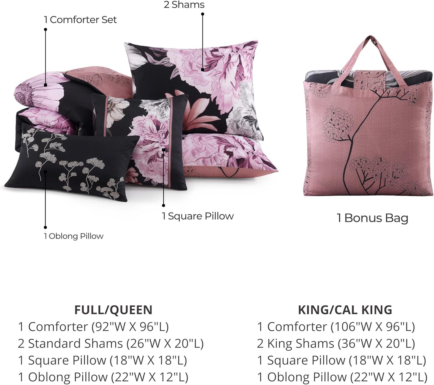 BeBeJan Bebejan Floral Garden on Mocha 100% Cotton 5-Piece Reversible Comforter Set