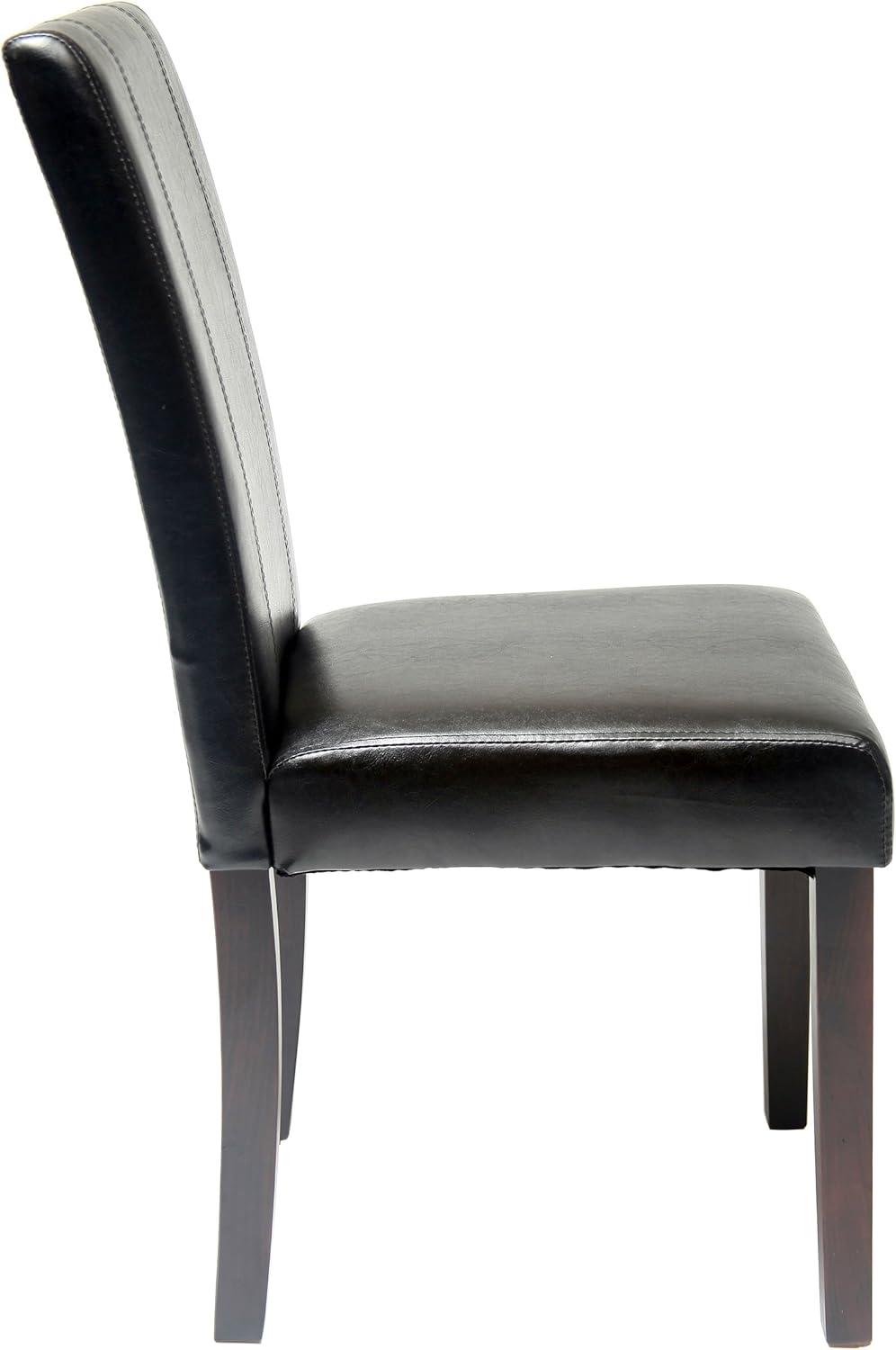 High-Back Black Faux Leather Parsons Side Chair