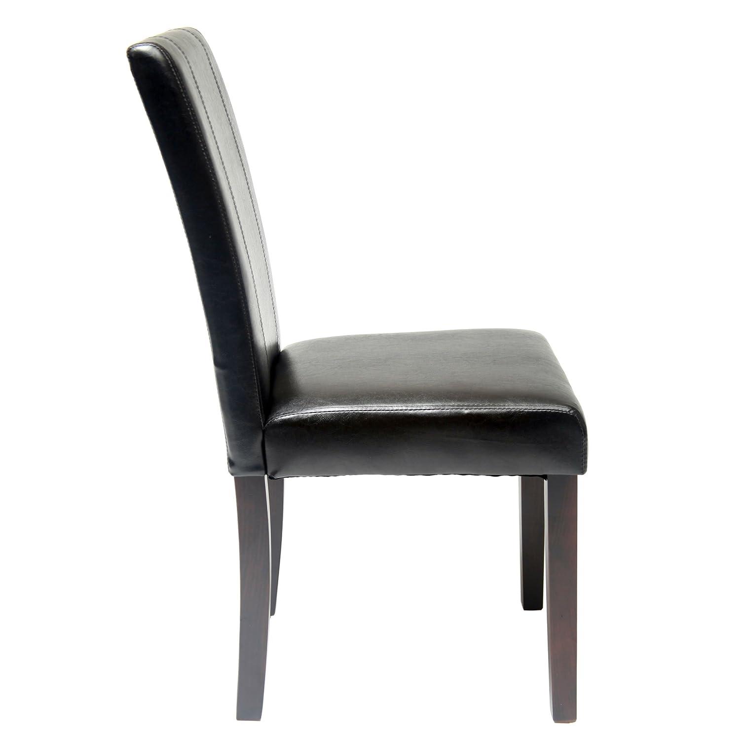 Roundhill Urban Style Solid Wood Leatherette Padded Parson Chair, Black, Set of 2
