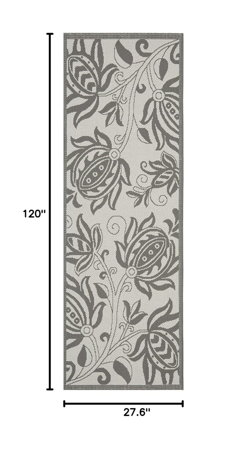 Courtyard CY6109 Power Loomed Indoor/Outdoor Runner Rug - Light Grey/Anthracite - 2'3"x10' - Safavieh.