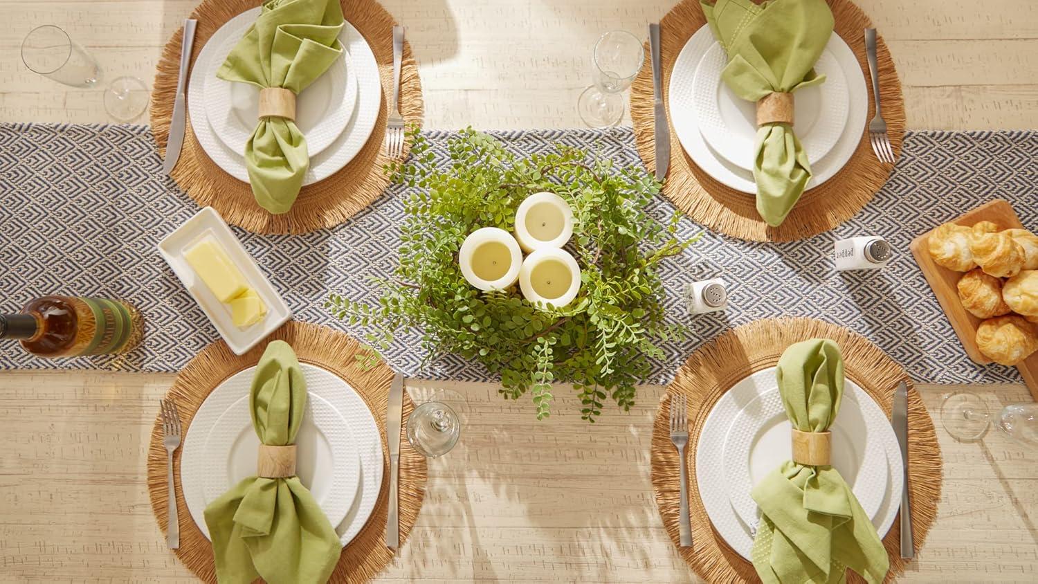 DII French Blue Diamond Jaquard Table Runner 15x72