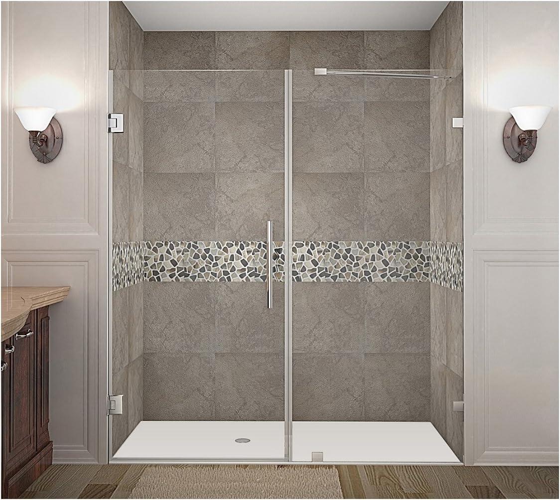 Nautis 72" H Hinged Frameless Shower Door