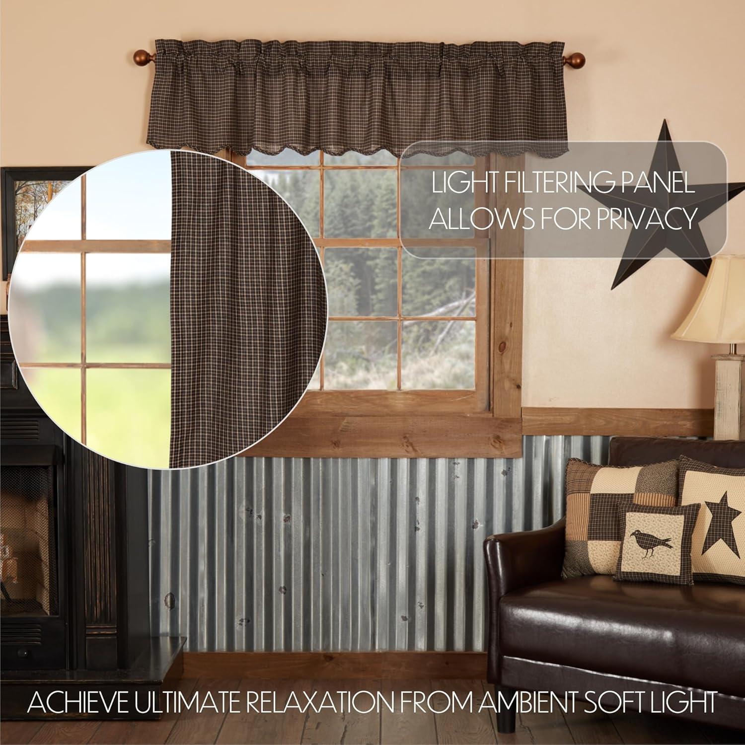 VHC Brands Kettle Grove Plaid Cotton Scalloped Window Valance in