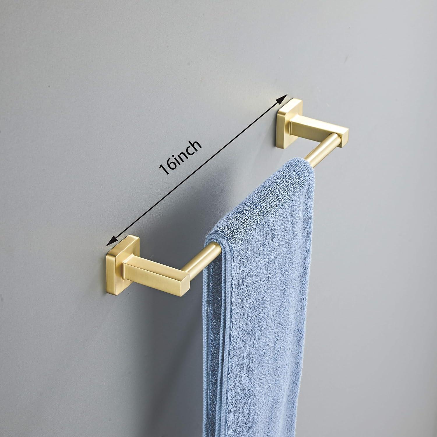 4-Piece Bath Hardware With Towel Bar For Bathroom Wall Towel Hook And Towel Ring Set