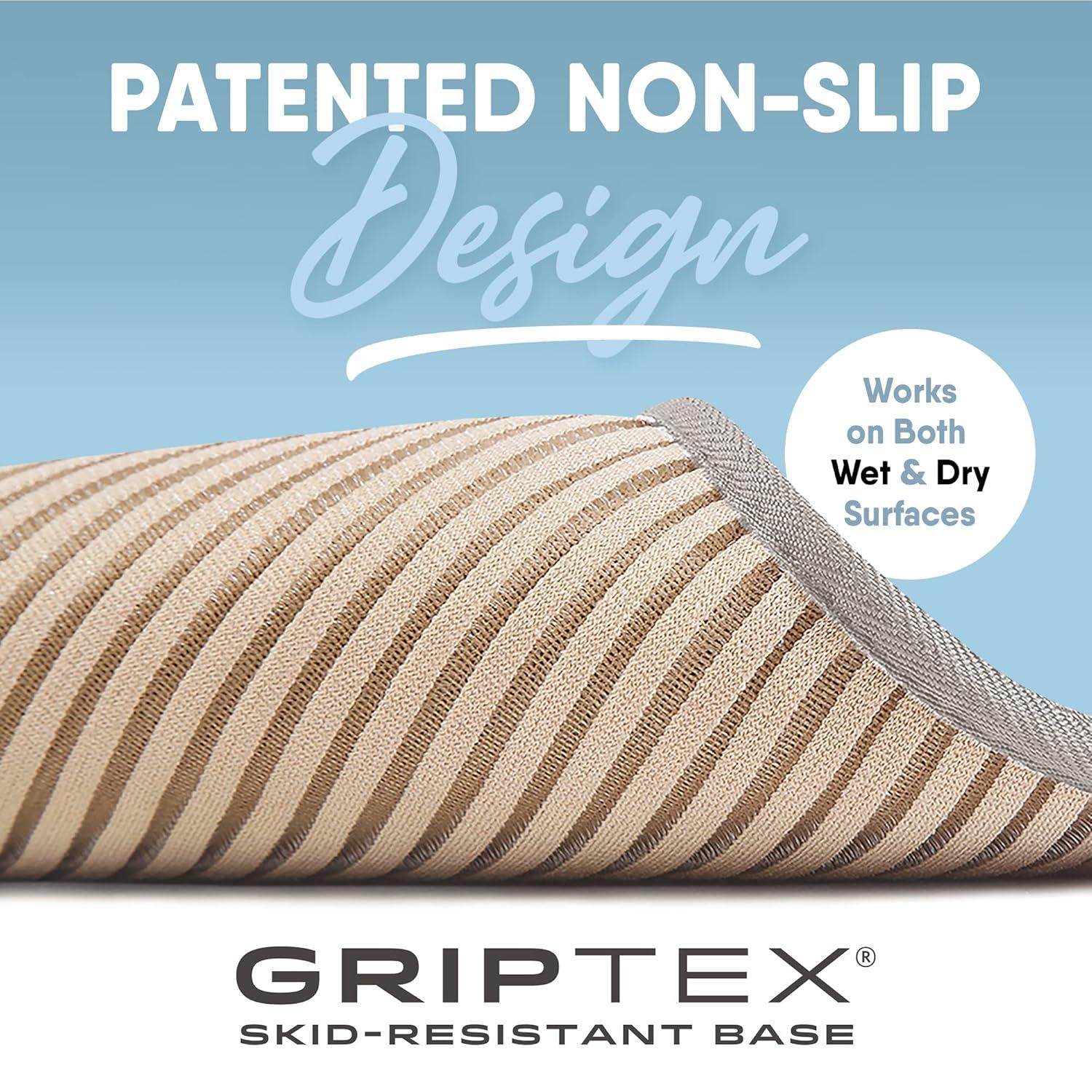 17"x24" MICRODRY SoftLux Quilted Striped Memory Foam Bath Rug/Runner with Skid Resistant Base Light Gray: Machine Washable, Plush Polyester