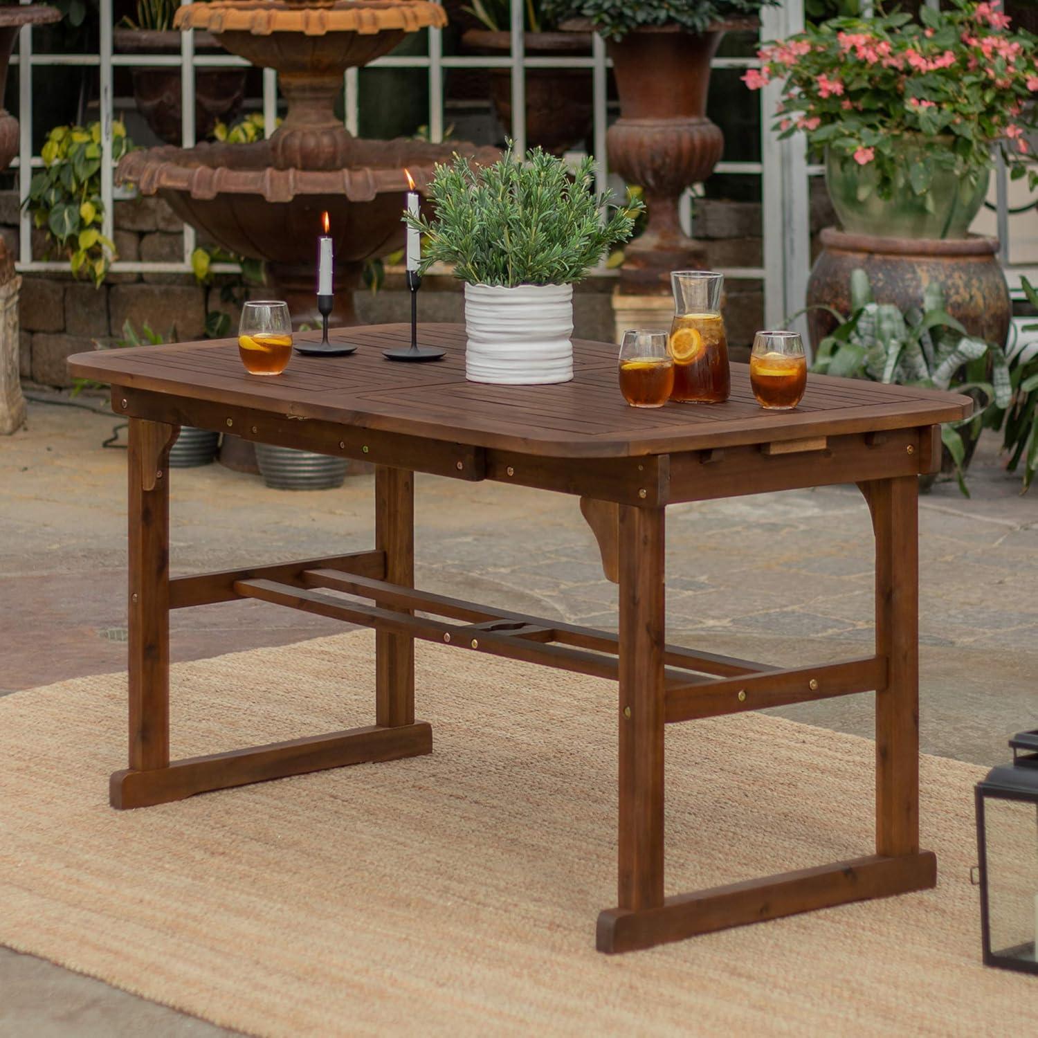 4 Piece Wood Patio Dining Table Set - Dark Brown
