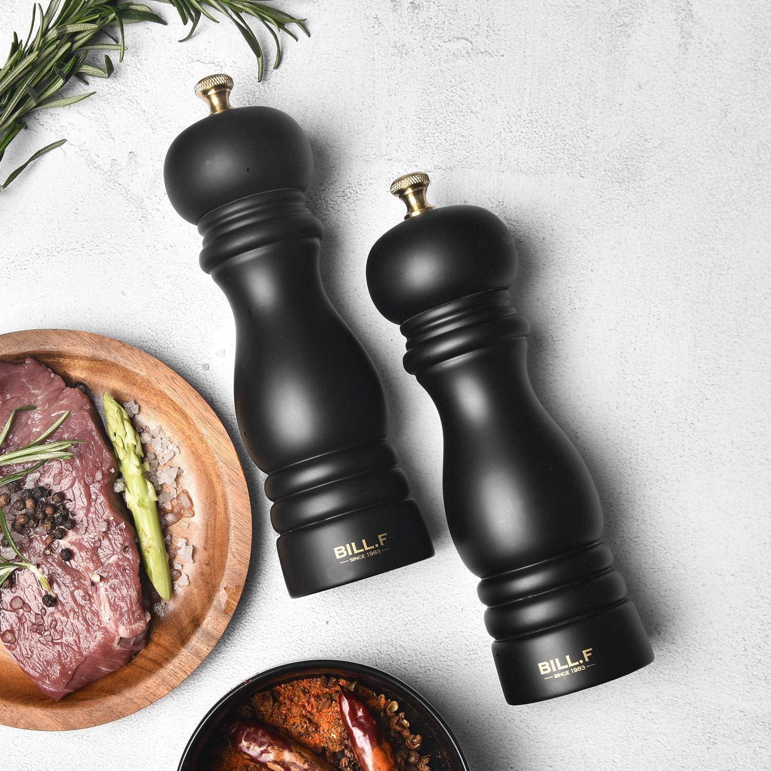 Salt and Pepper Grinder Set, Wood Pepper Mill Set of 2 Manual Salt Pepper Shakers