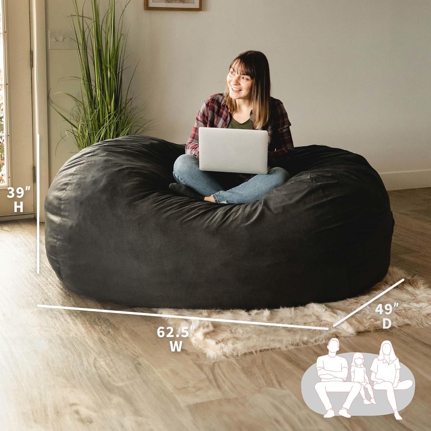 Big Joe Extra Large Memory Foam Bean Bag Sofa with Soft Removable Cover