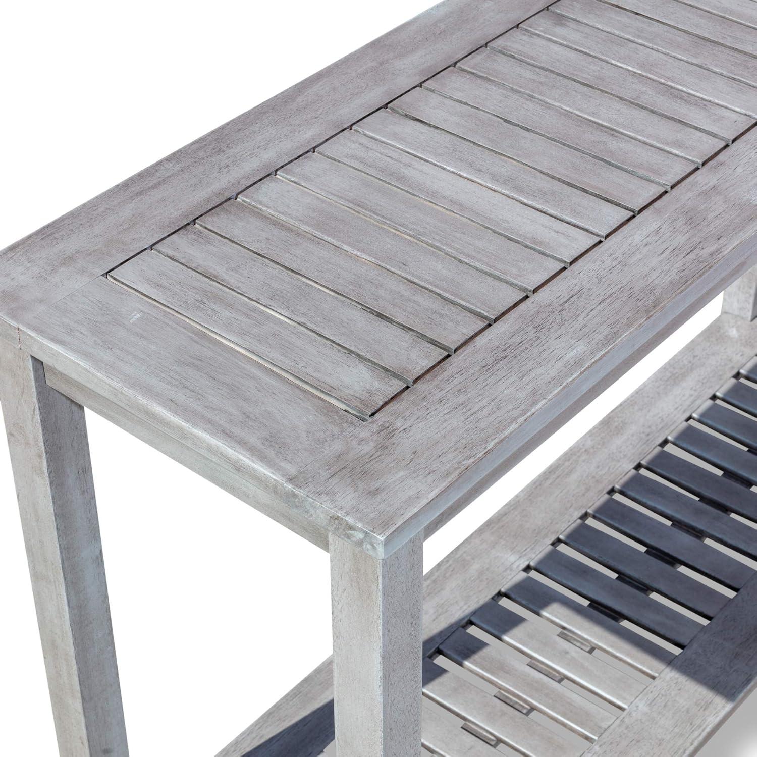 Silver Gray Eucalyptus Outdoor Console Table with Storage