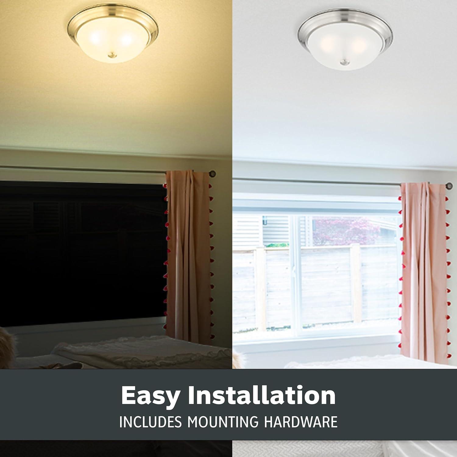 1257M-SP-W-Designers Fountain-13 Inch 2 Light Flush Mount-Satin Platinum Finish-Etched Glass Color