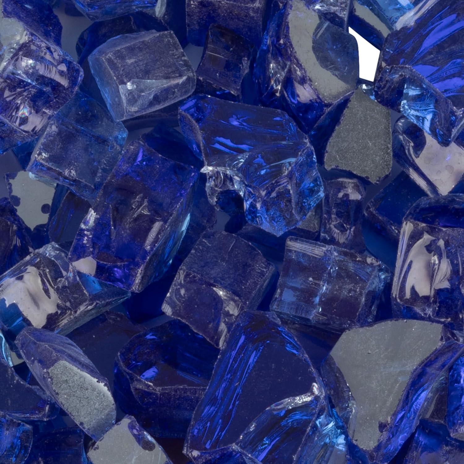 Pure Garden 10lbs Fire Pit Glass - 1/2-Inch Crushed Glass Rocks for Fireplaces, Landscape, Aquariums, or Vases