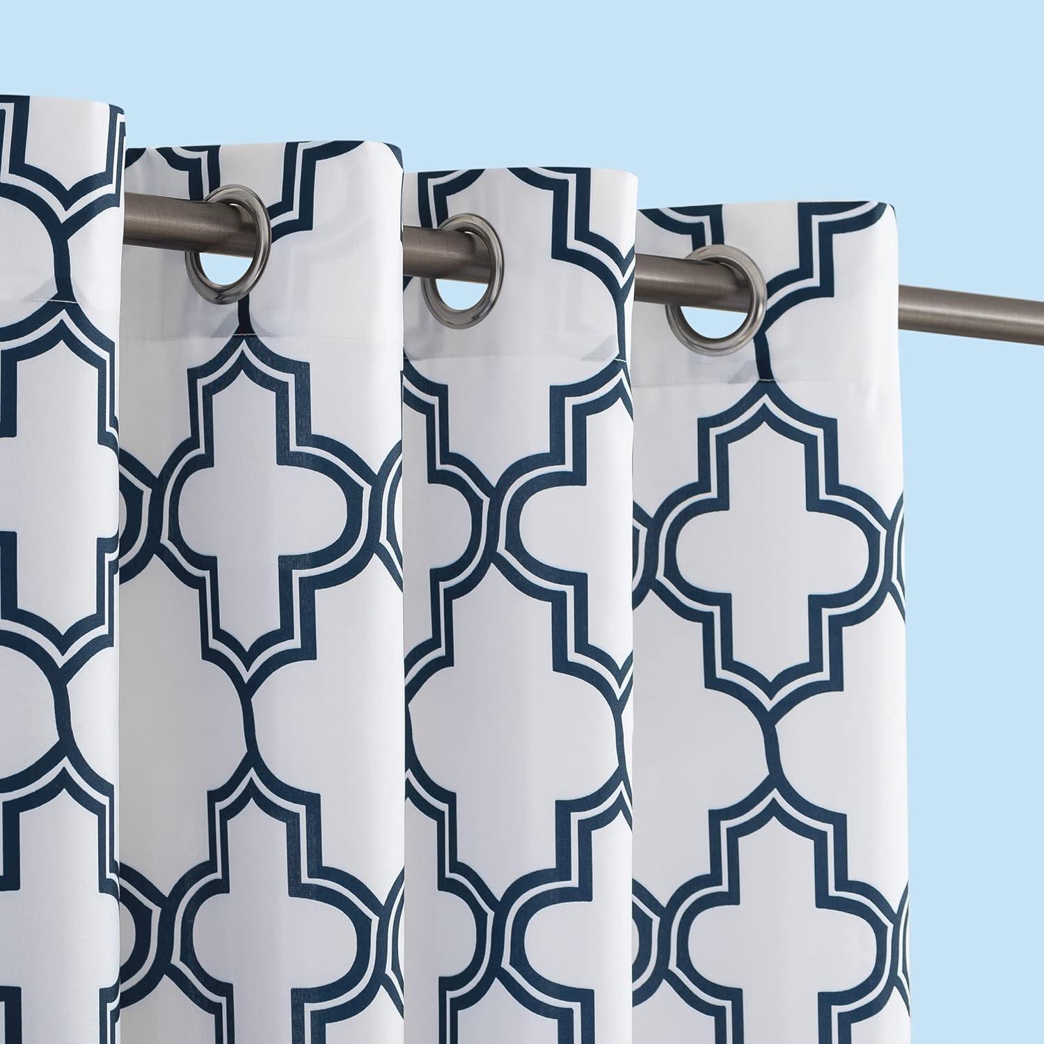 Sun Zero 108" x 54" Indigo Trellis Outdoor Curtain With Grommets