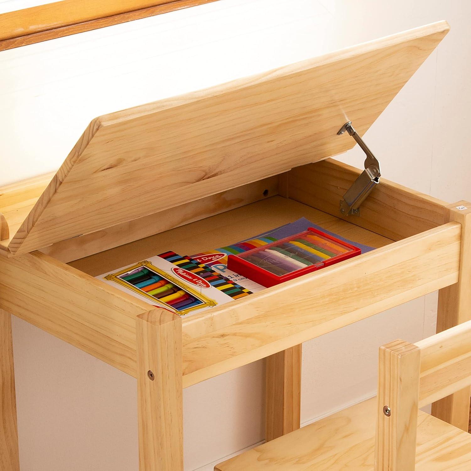 Honey Finish Solid Wood Lift-Top Writing Desk with Filing Cabinet