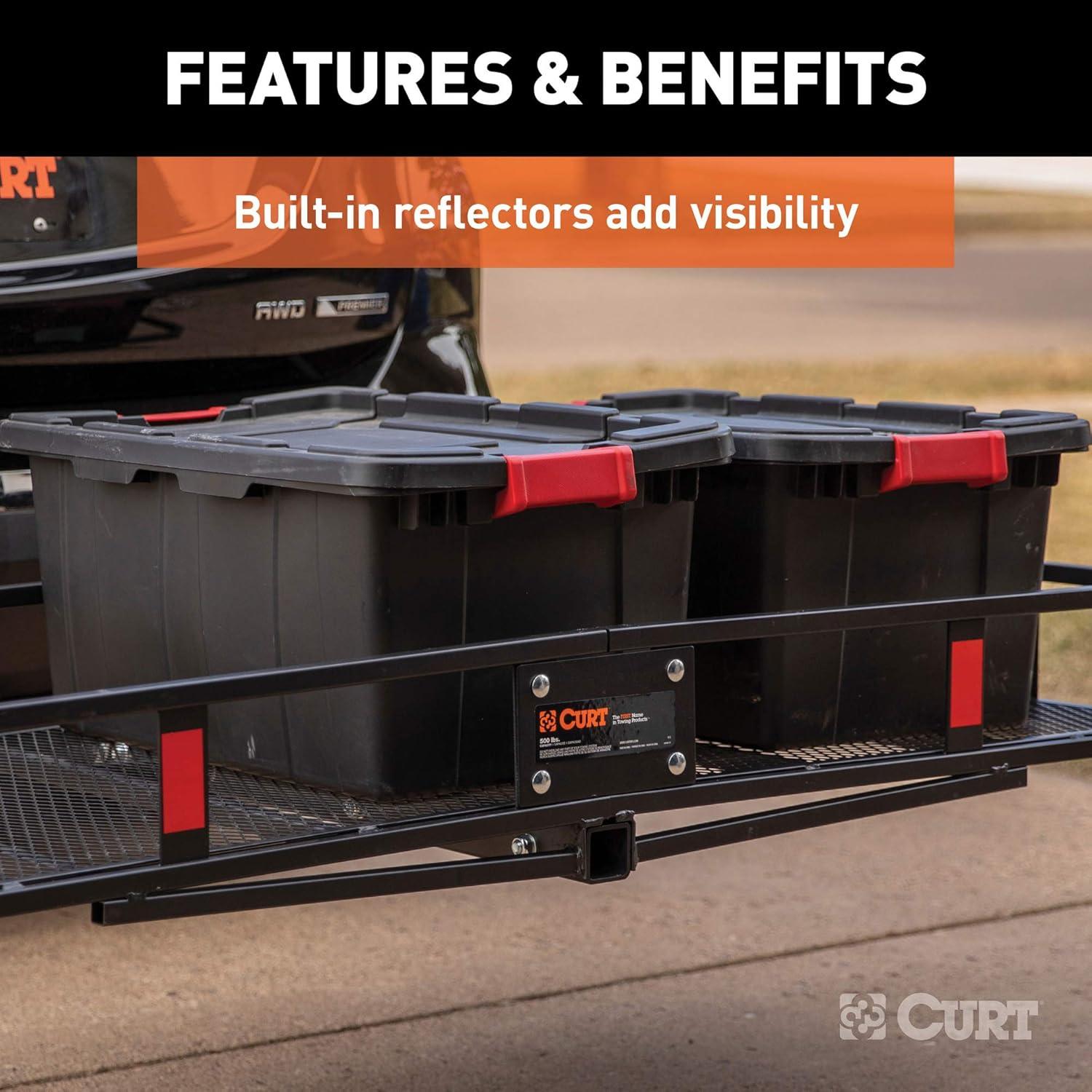 SAIYA 60x24x6 Hitch Cargo Carrier for 2 Inch Receiver, 500LB Capacity Hitch Mount Cargo Rack Carrier, Folding Hitch Cargo Basket with Antirust Coat
