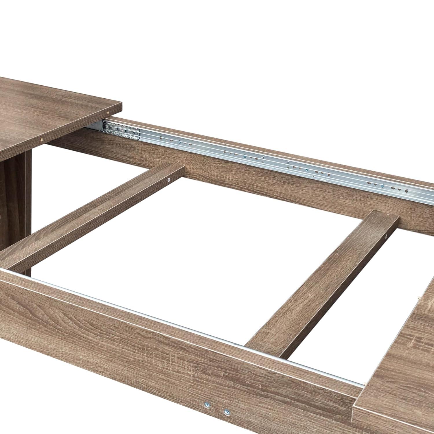 106.3" Wood Expandable Dining Table for 8-12 Person, Modern Extendable Dining Room Table Large Rectangle Dining Table with Leaf Extension Pedestal Dining Table for Dining Room Kitchen Dark Oak