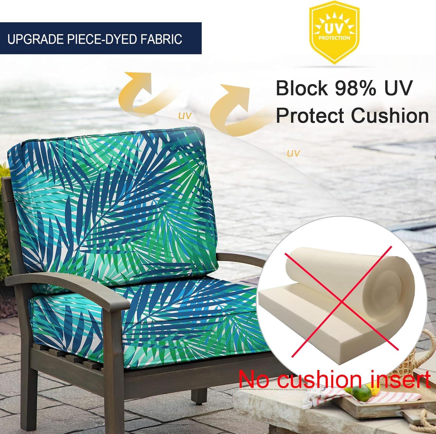 NettyPro Patio Cushion Covers Replacement 2 Pack Water Repellent UV Resistant Outdoor Chair Seat Cushion Slipcover, 20 x 18 x 4 Inch