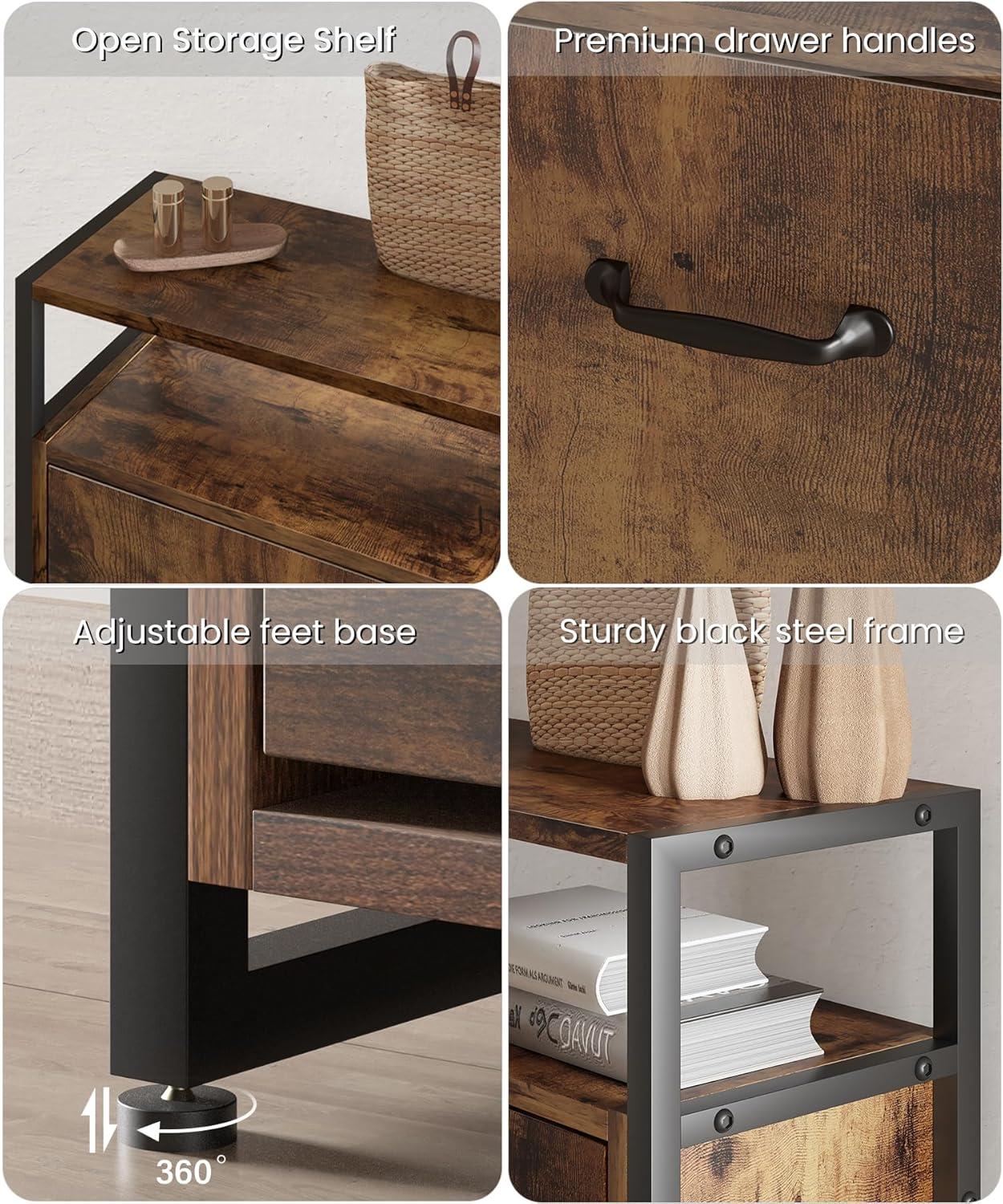 Rustic Style Wooden Shoe Cabinet with 3 Drawers for Entryway ,Living Room,Balcony