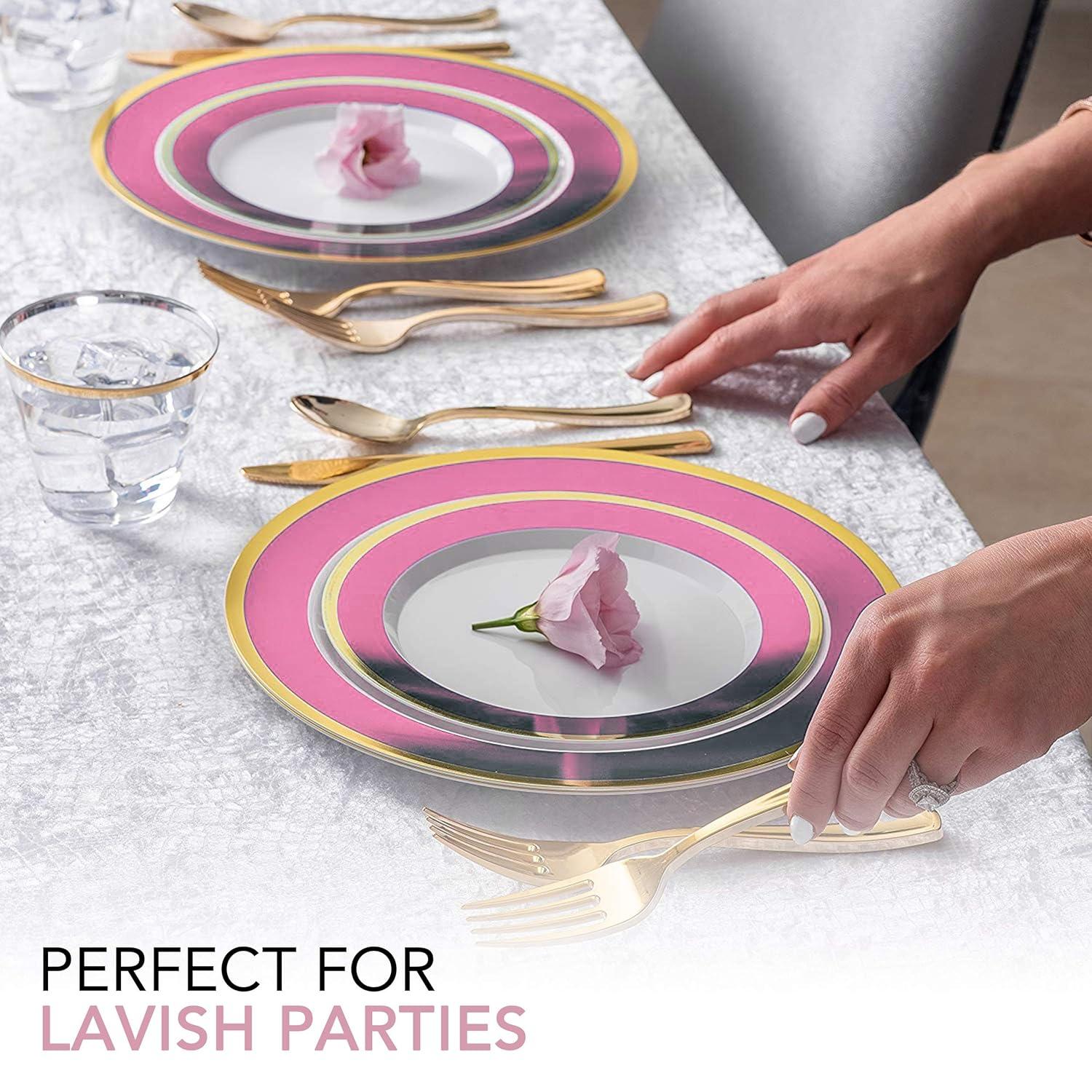 Stock Your Home Elegant Plastic Party Supply Set, Includes 25 Dinner Plates, 125 Pieces