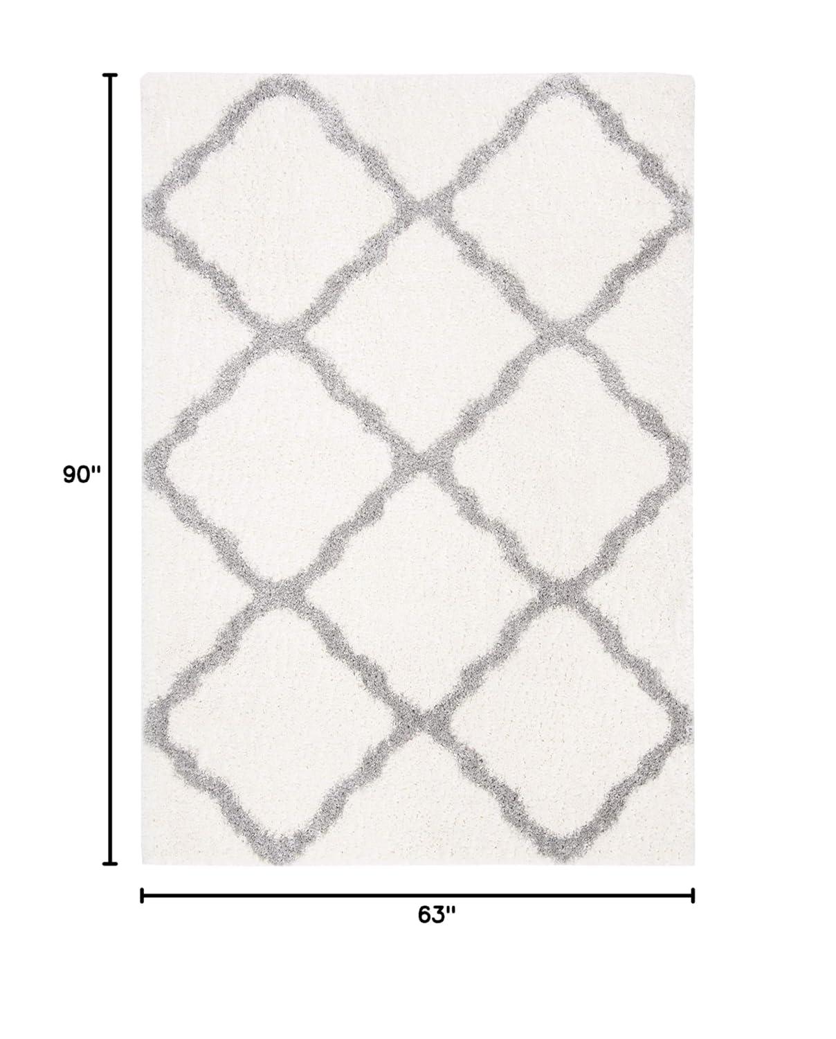 Parma Shag PMA521 Power Loomed Indoor Area Rug - 5'3"x7'6" - Cream/Grey - Safavieh