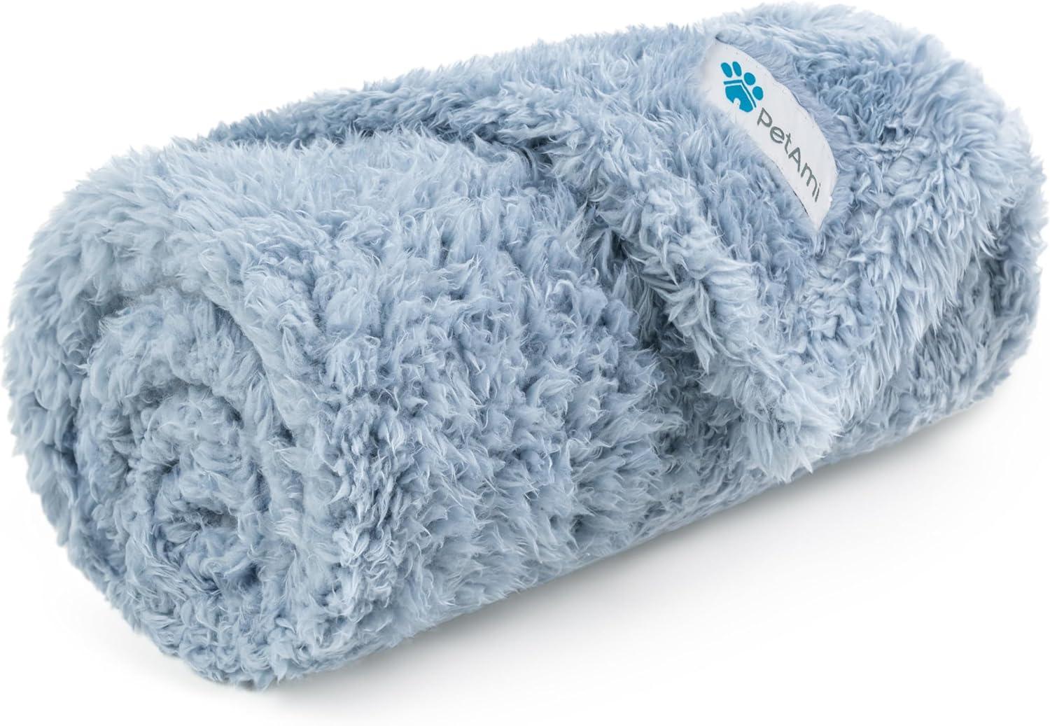 Small Dusty Blue Sherpa Fleece Pet Blanket