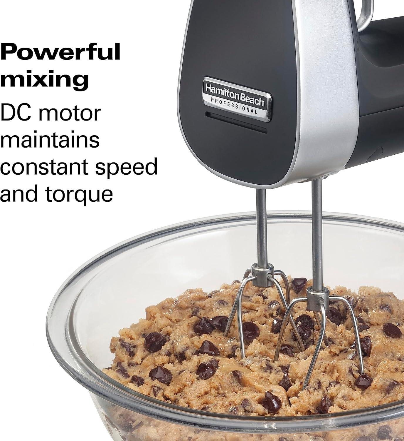 Hamilton Beach Professional Cordless Hand Mixer with Infinite Speed Control, Black and Silver, 62673