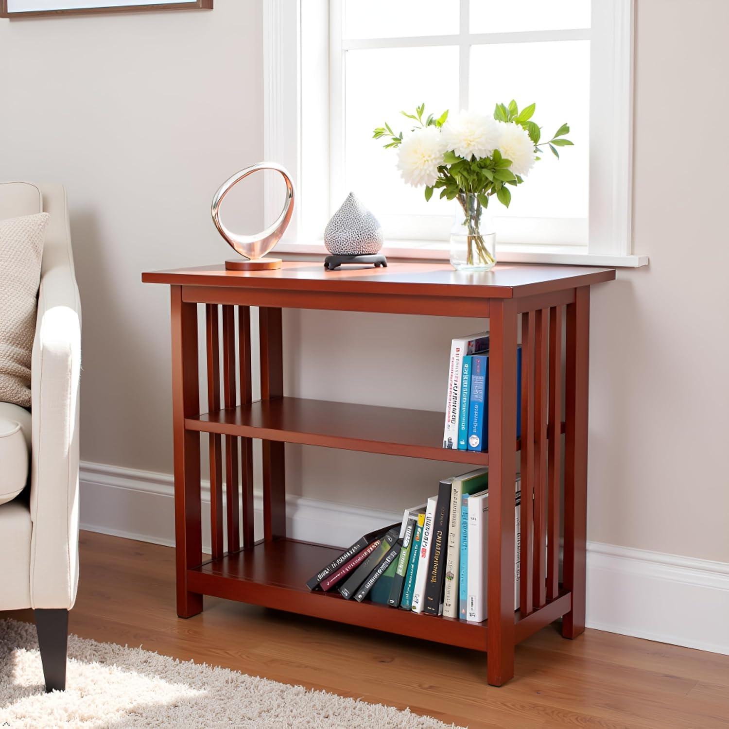 24" 2-shelf Bookshelf Wood Cherry - Alaterre Furniture: Mid-Century Modern, Stained Finish, Fixed Shelves