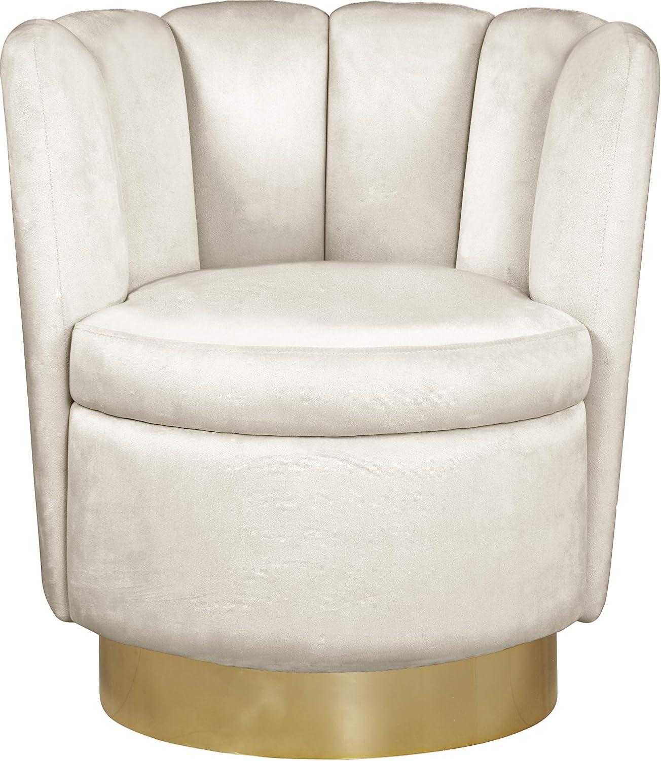 Meridian Furniture Lily Cream Velvet Swivel Accent Chair