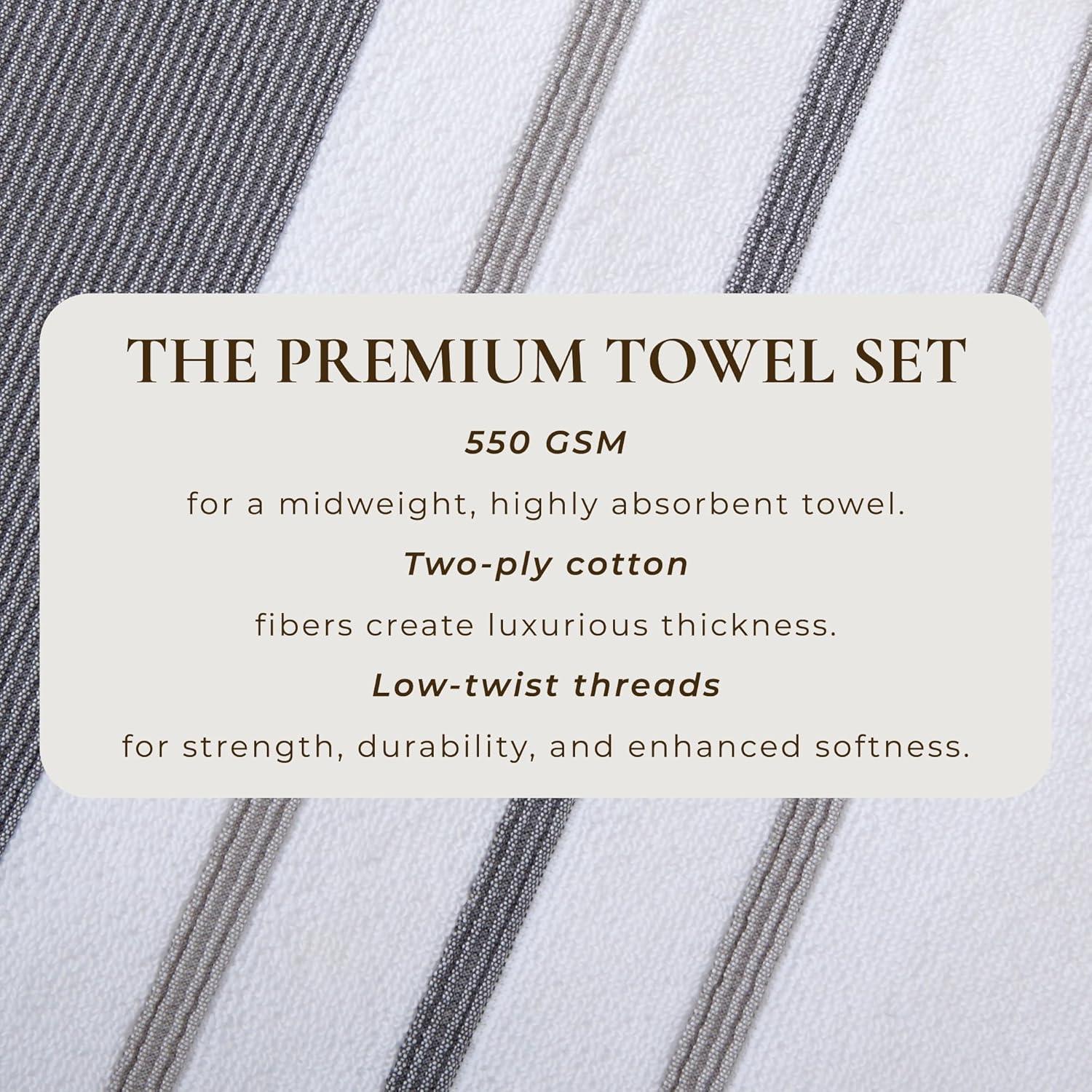 Combed Cotton Decorative Quick-Dry Towel Set (6 Piece Set, Dark Grey / Light Grey)