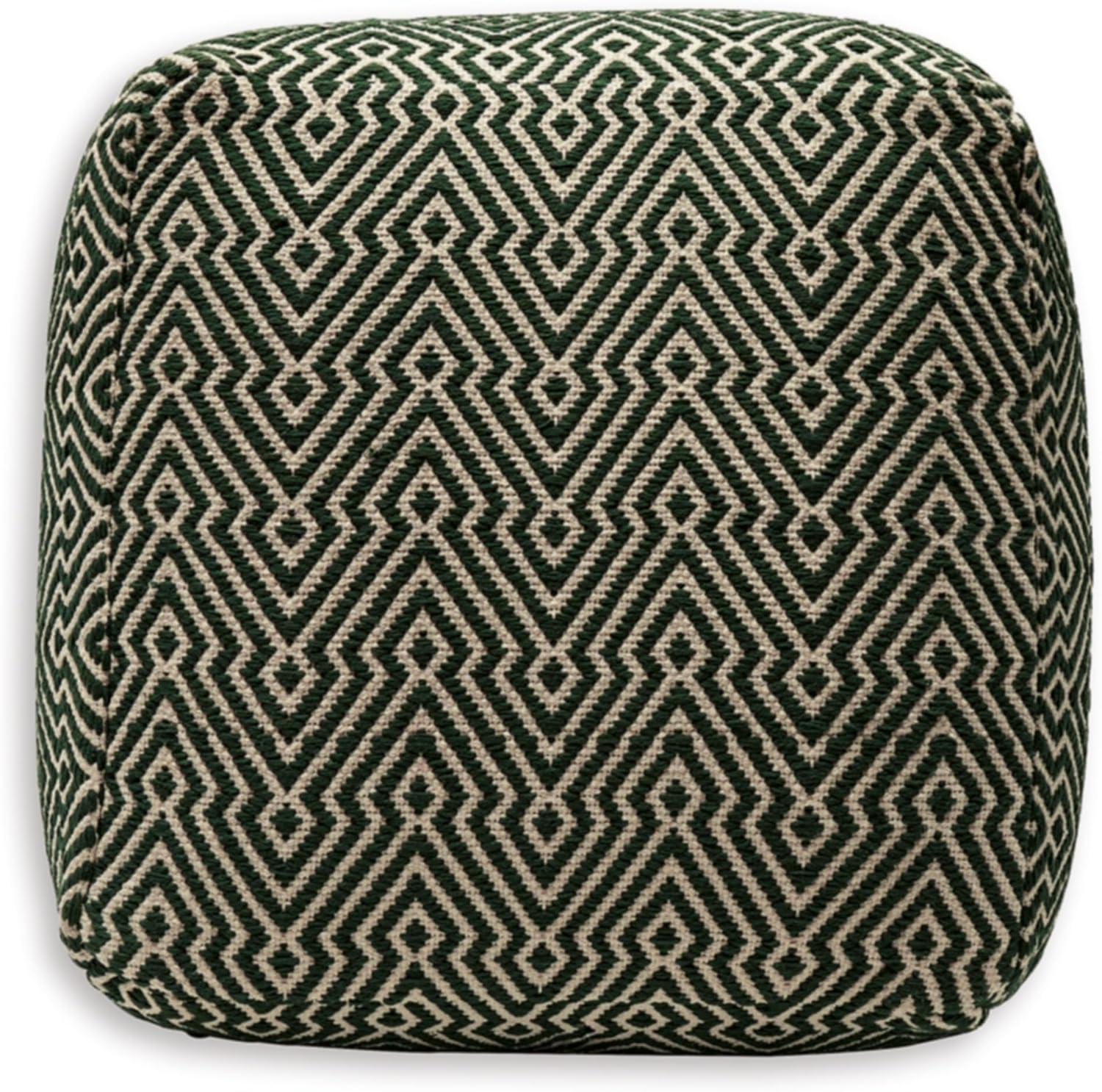 Signature Design by Ashley Abacy Pouf, Green & Ivory White