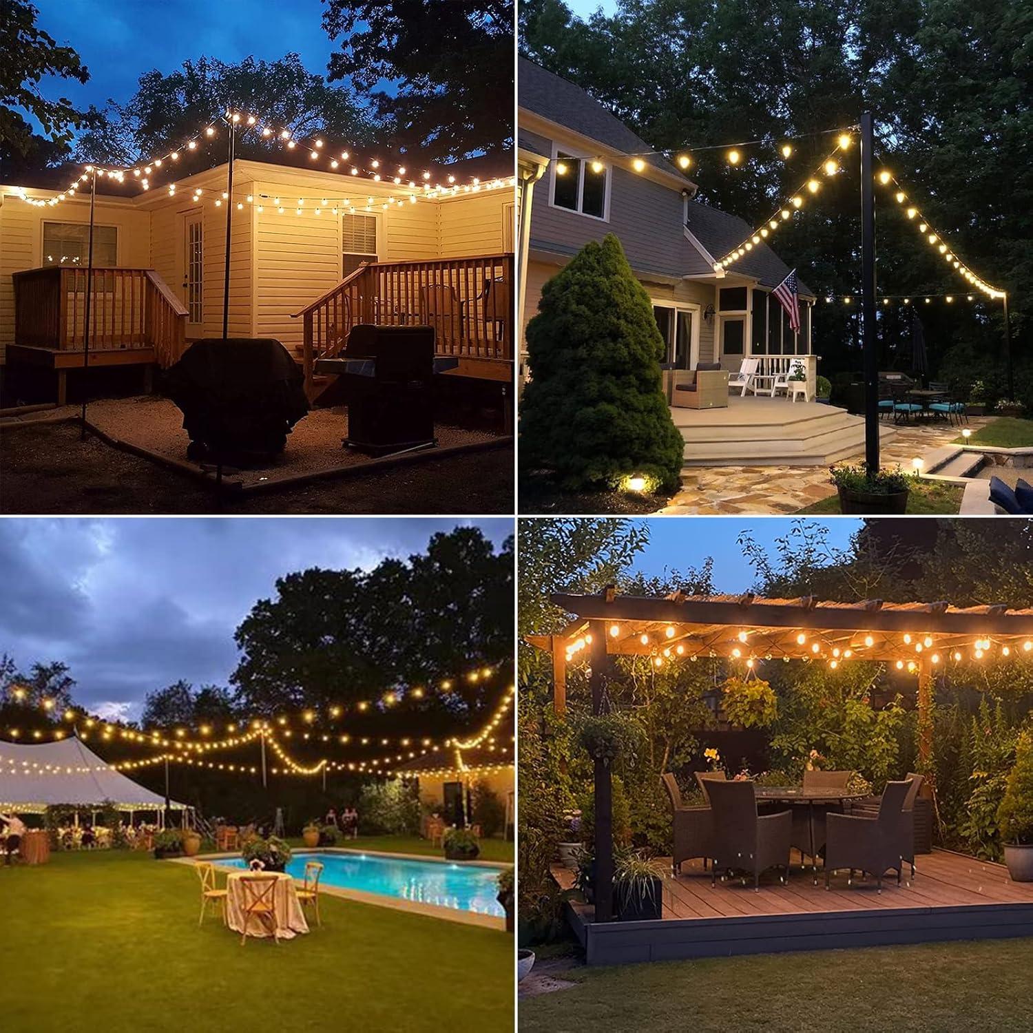 HISTAR 48Ft Patio Lights Outdoor Waterproof 24+2 Edison Bulbs for Garden, Porch, Backyard, Balcony, Bistro, Cafe Lights Decor