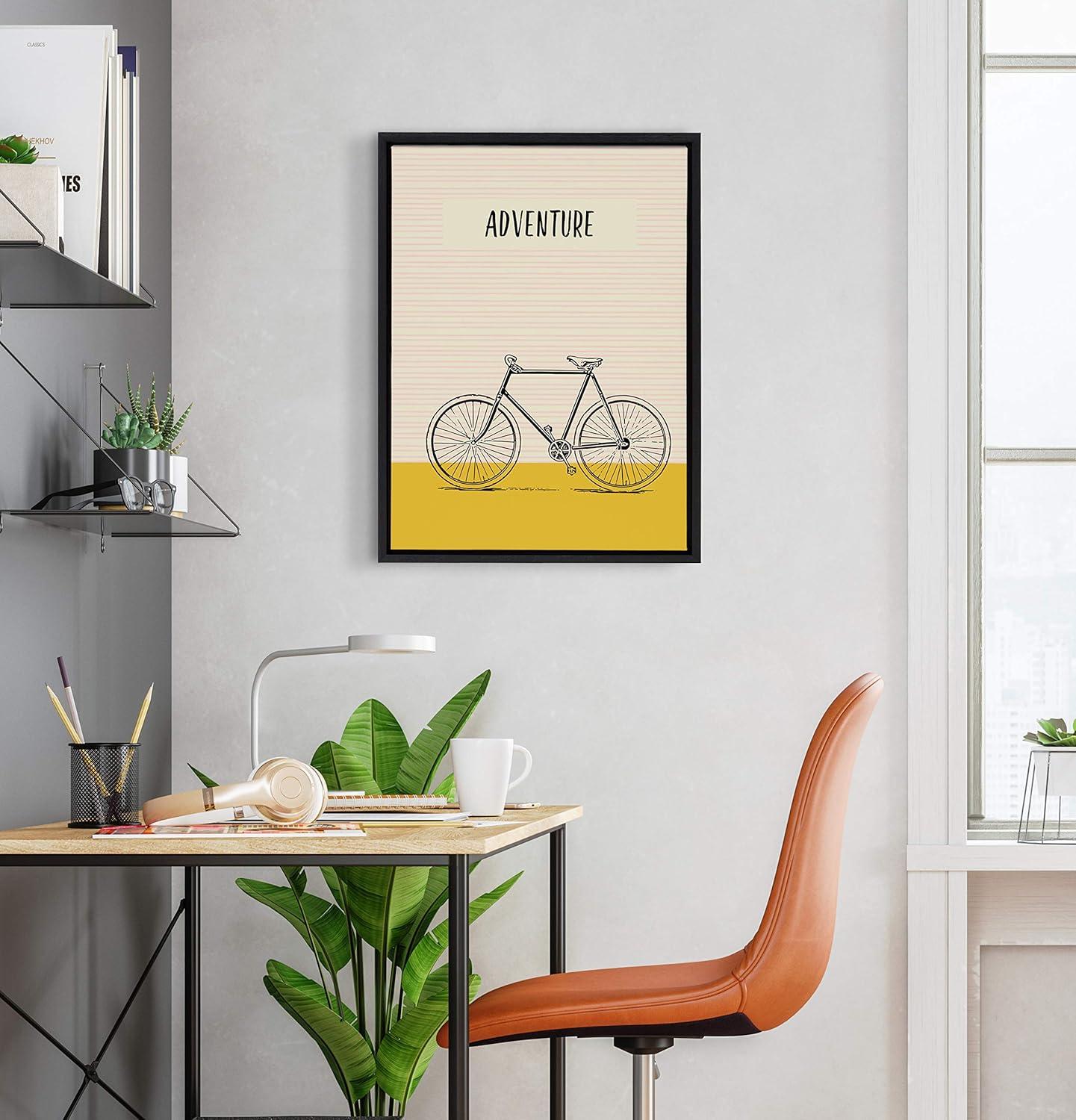 18" x 24" Sylvie Bike Adventure Framed Canvas Wall Art by Apricot and Birch Black - Kate and Laurel