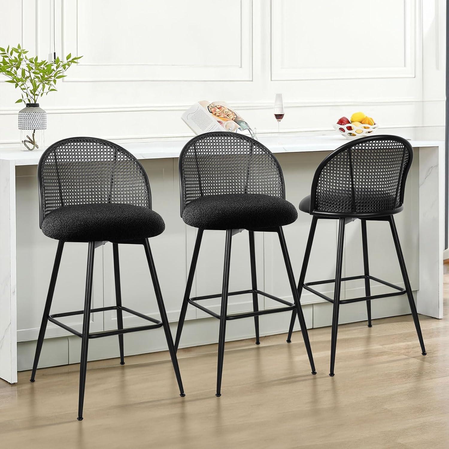 Ayiden Swivel Boucle Upholstered Counter & Bar Stool (Set of 3)