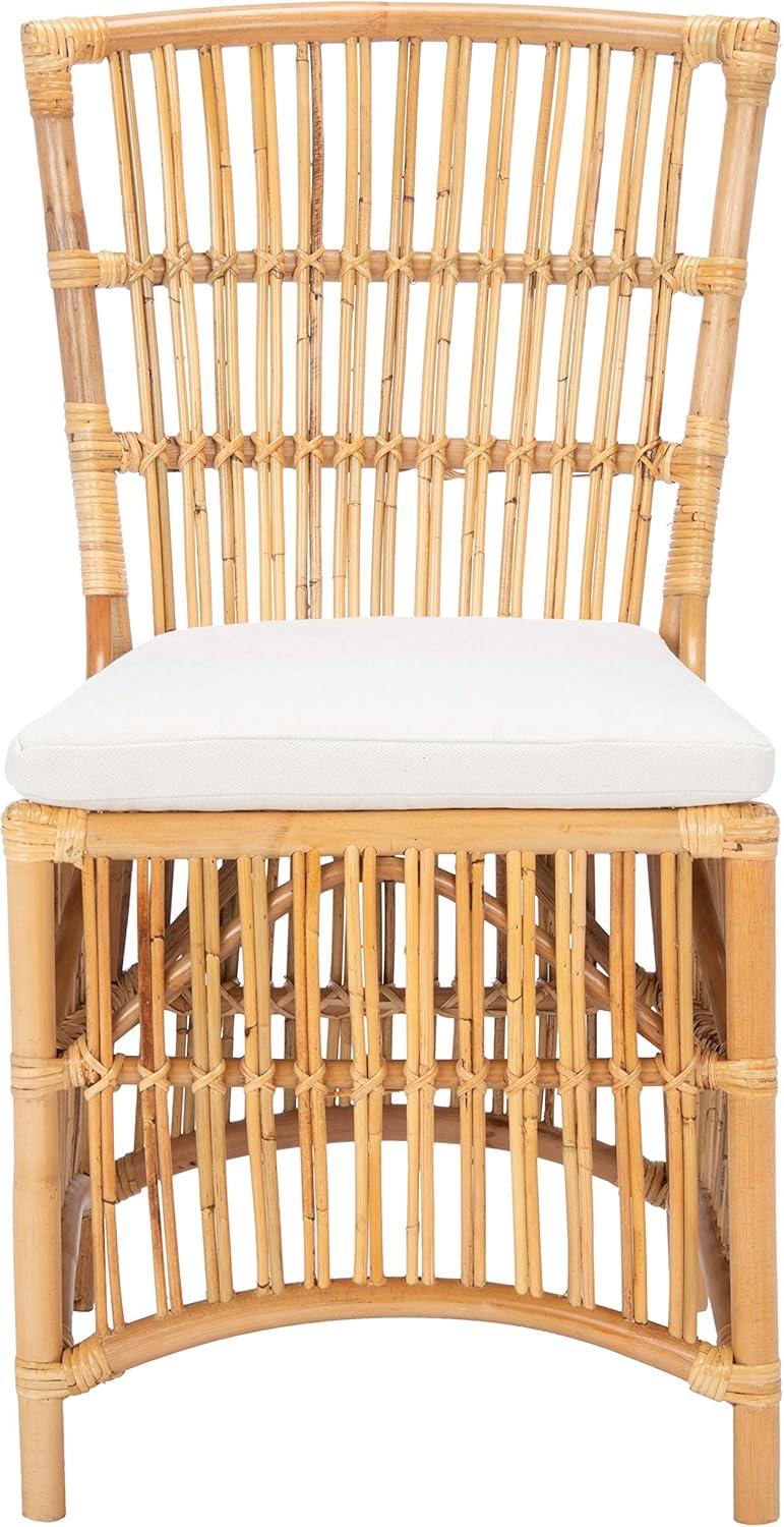 SAFAVIEH Erika Rattan Accent Club Chair w/Cushion, Natural, Set of 2