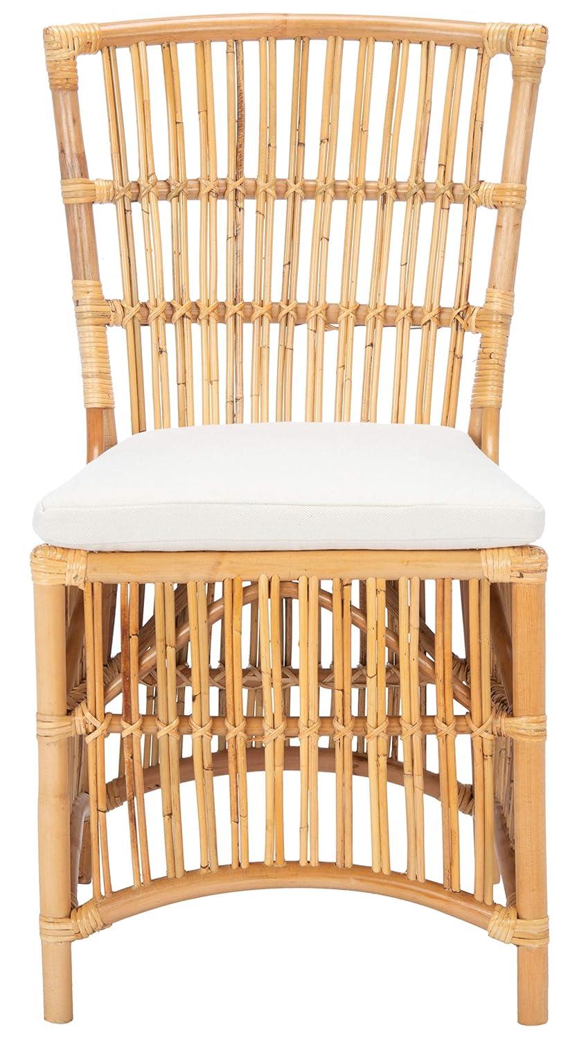 Erika Rattan Accent Chair W/ Cushion - ACH6511 - Set of 2 - White/Natural - Safavieh