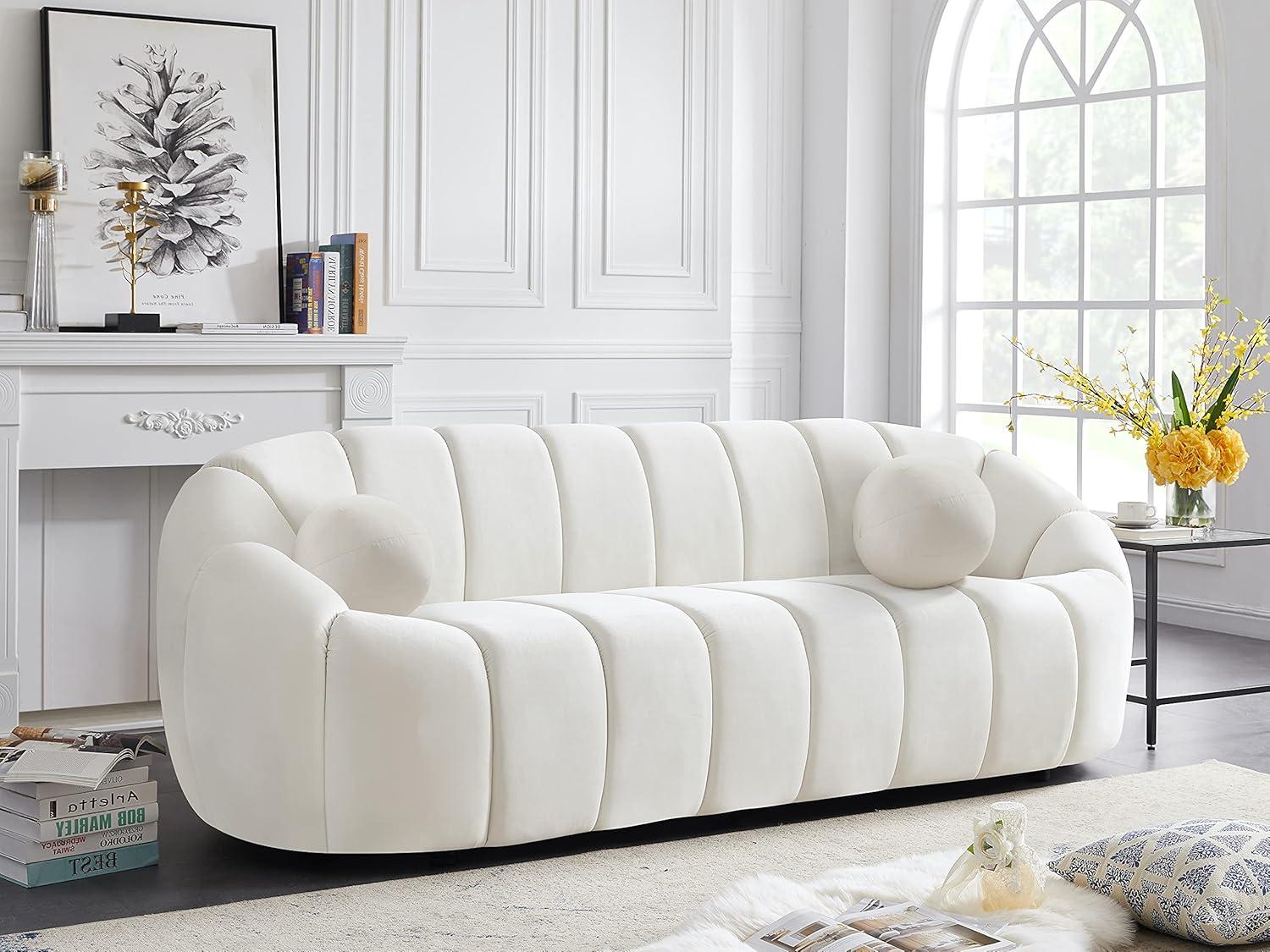 Meridian Furniture Elijah Cream Velvet Sofa