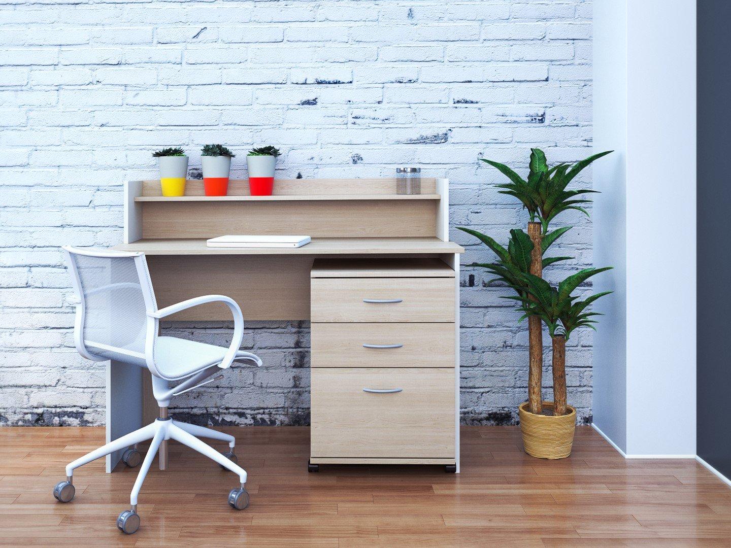 Essentials 3 Drawer Rolling Filing Cabinet Natural Maple - Nexera: MDF Office Storage, Laminated Surface, Vertical Design