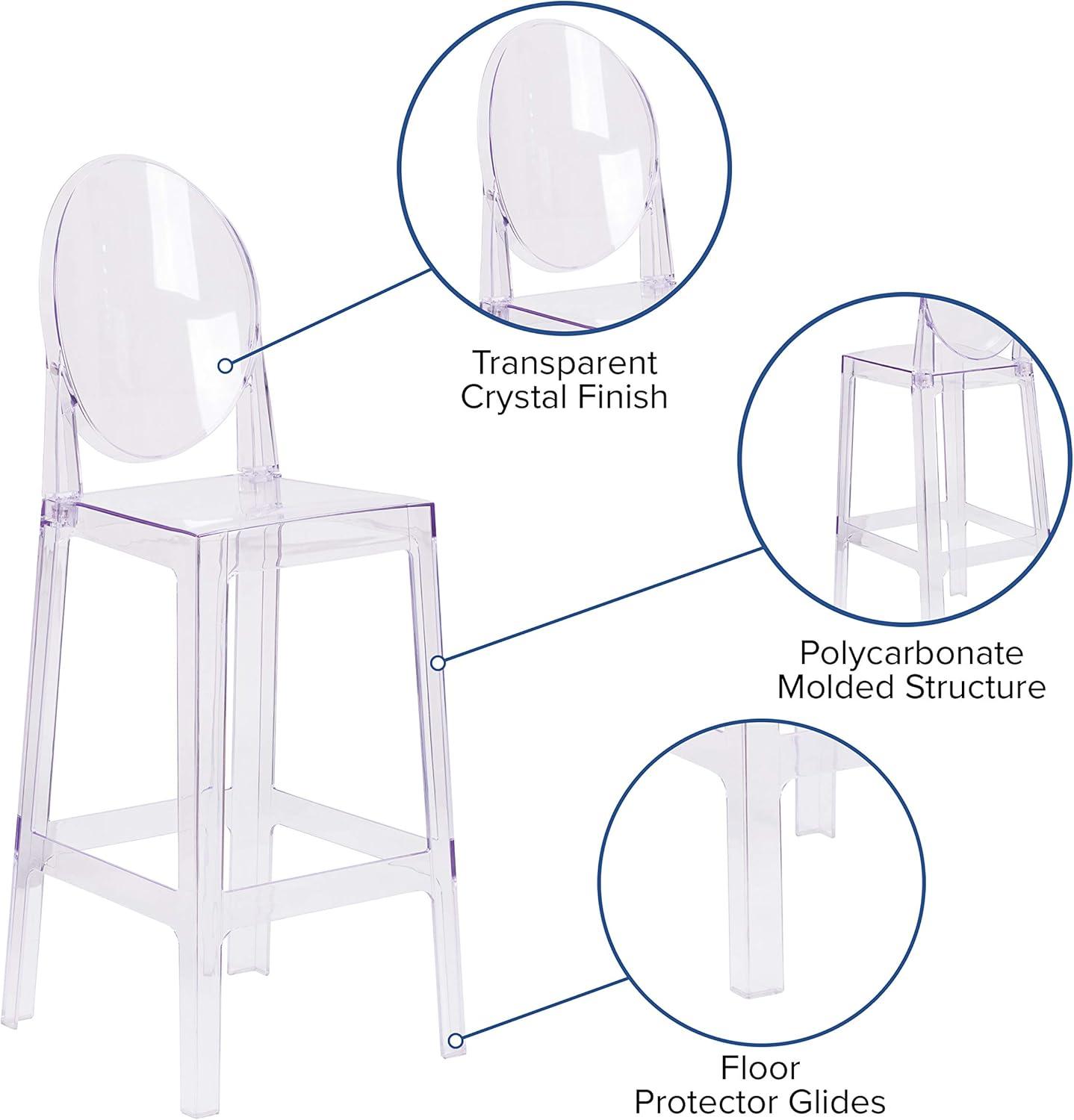 Flash Furniture Ghost Barstool with Oval Back in Transparent Crystal