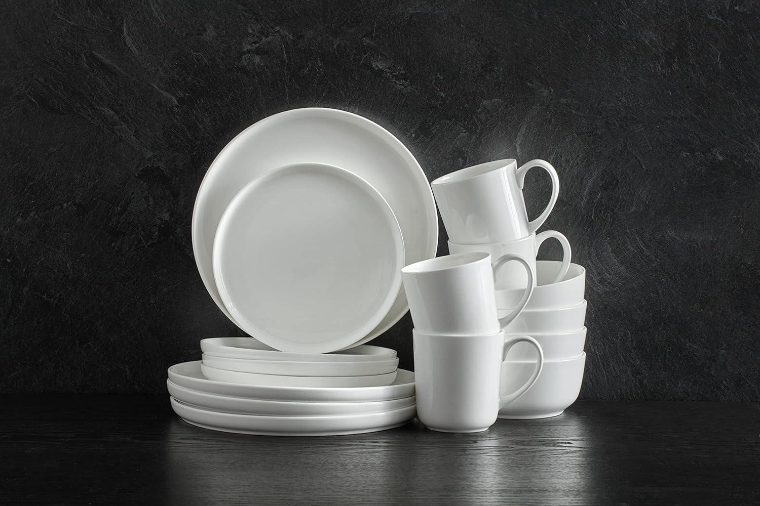 White Porcelain Glossy Round Dinnerware Set for 4