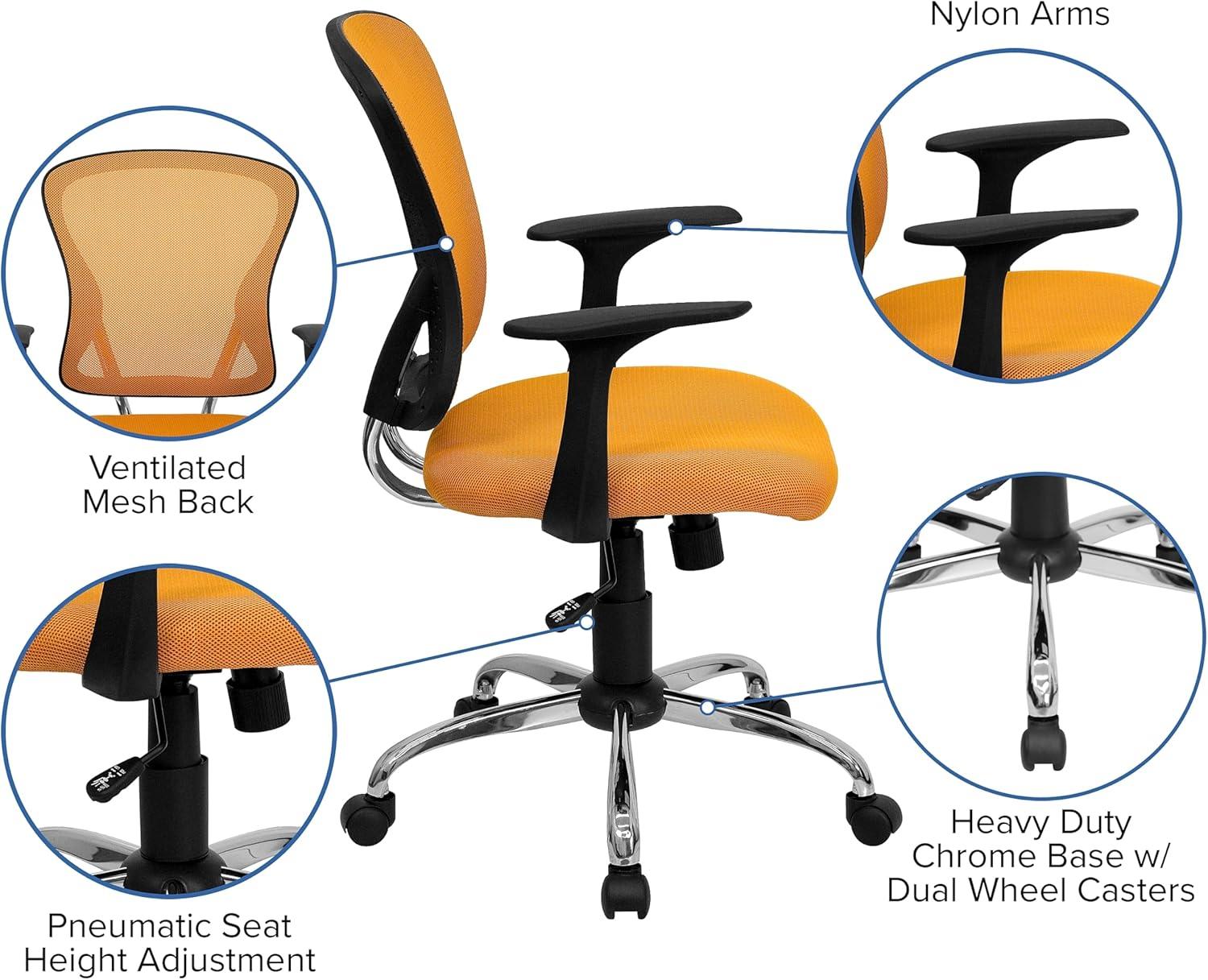 Flash Furniture Mid-Back Mesh Swivel Task Office Chair with Chrome Base and Arms