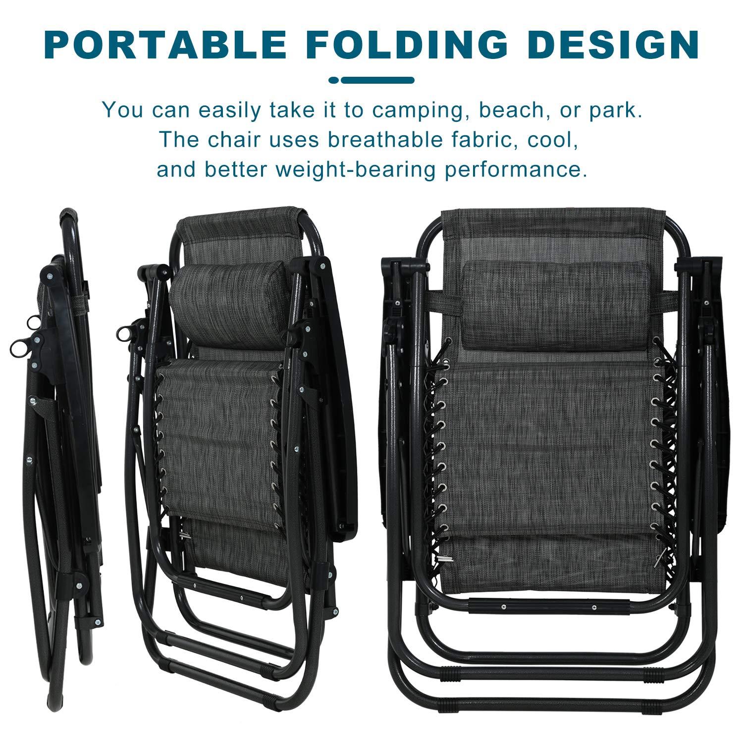 Costway 2 PCS Zero Gravity Chairs Lounge Patio Folding Recliner Outdoor Black with Cup Holder Black