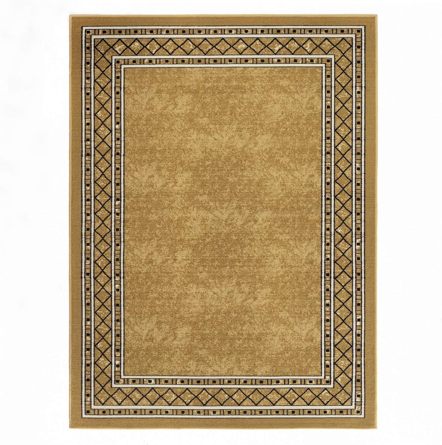 Brown Rectangular Non-Slip Synthetic 5' x 7' Area Rug