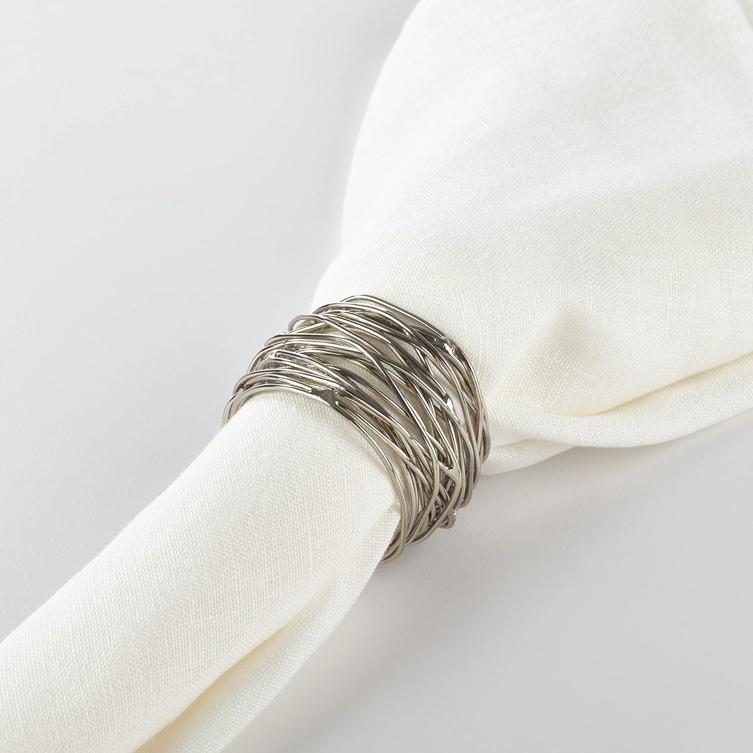 Saro Lifestyle Table Napkin Rings With Metal Twine Design (Set of 4)