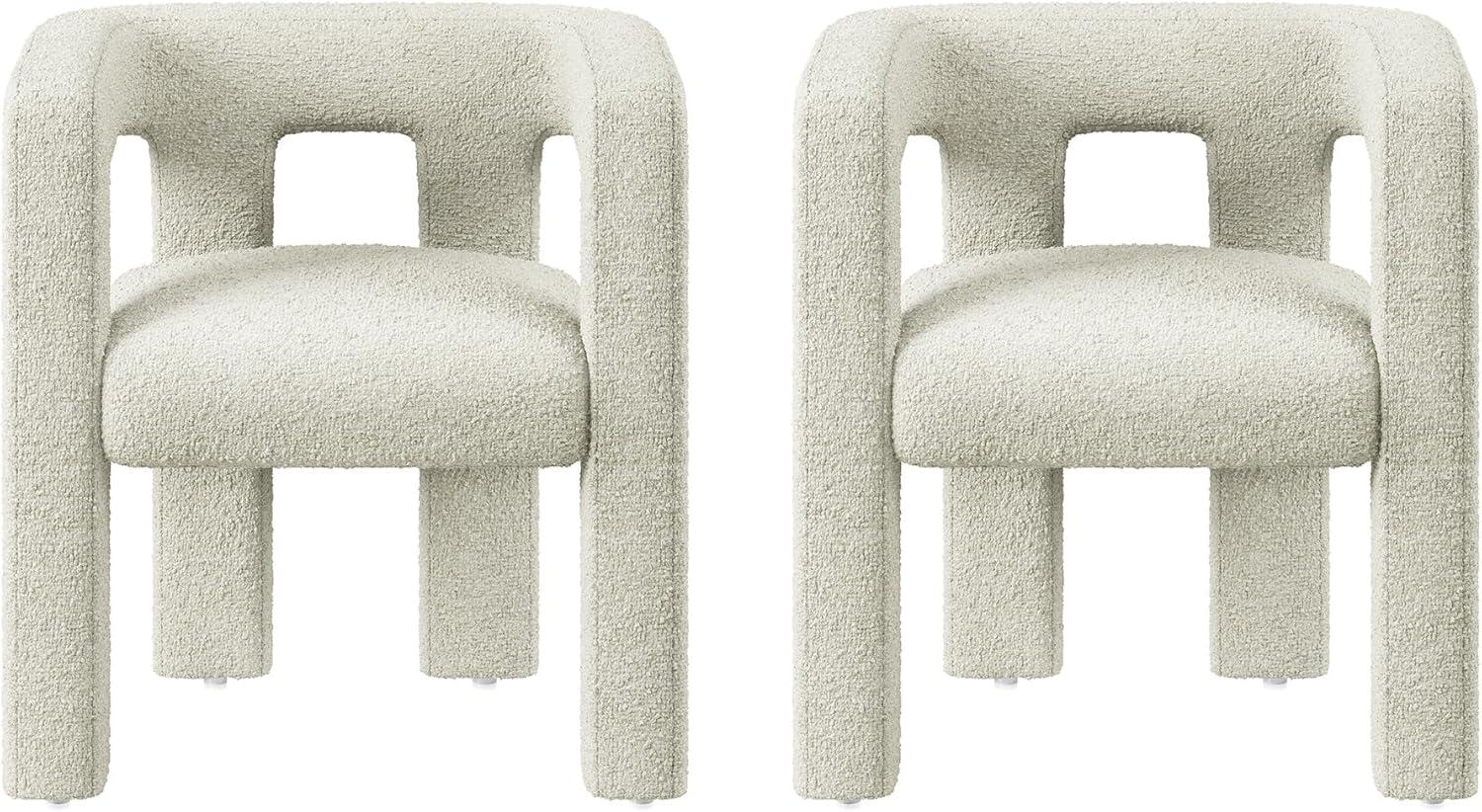 Home Square Cream Boucle Fabric Accent or Dining Chair (Set of 2)