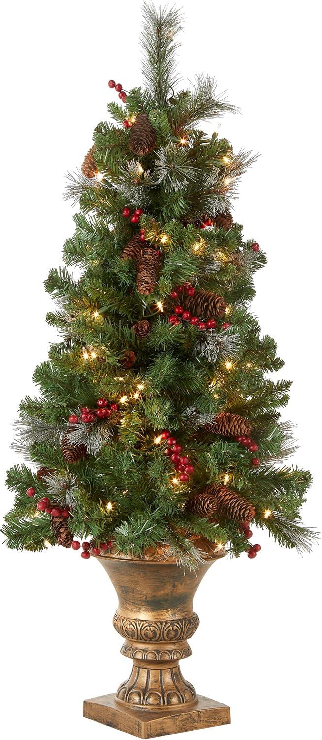 Prelit Green Crestwood Spruce Christmas Tree with Clear Lights