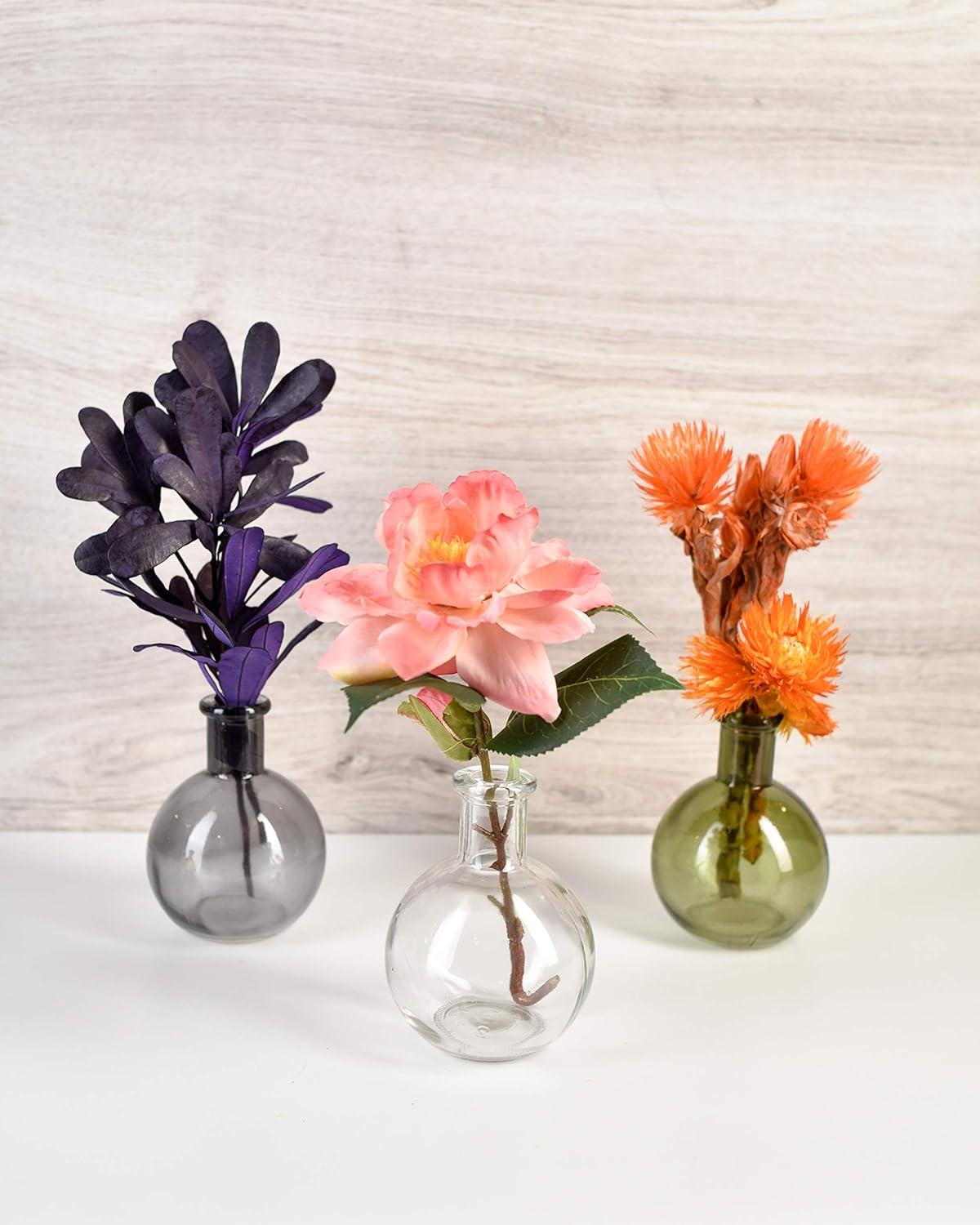 Serene Spaces Living Set of 6 Clear Ball Bud Vases, Transparent Glass Vases for Weddings, Events, Parties, Floral Centerpieces for Home Decor, Measures 4" Tall