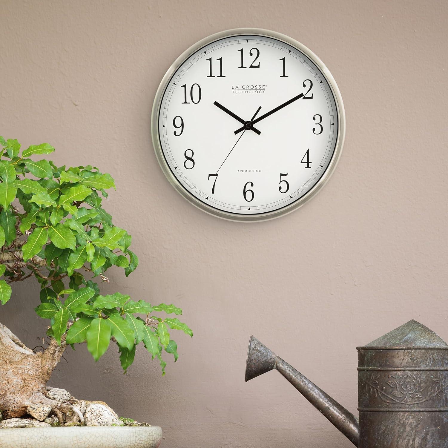 LA CROSSE TECHNOLOGY WT-3126B 12" Stainless Steel Atomic Wall Clock
