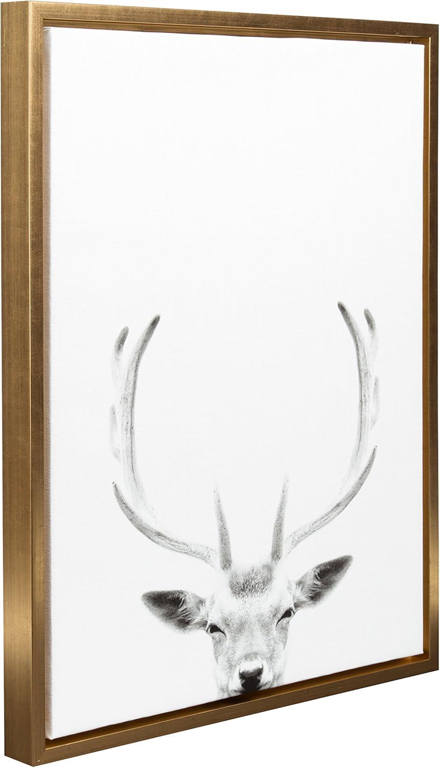 Kate & Laurel All Things Decor Sylvie Deer Framed Canvas Wall Art by Simon Te of Tai Prints