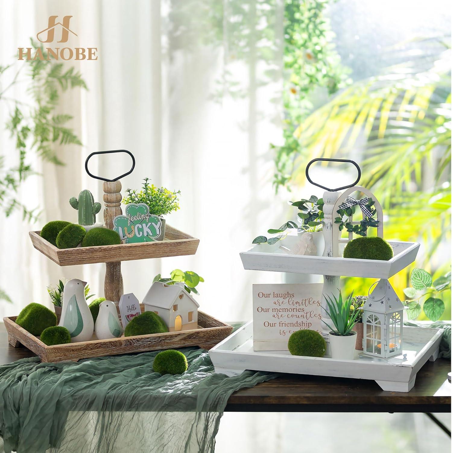 Ophelia & Co. Farmhouse Tiered Tray Stand: Rustic Wood 2 Tier Serving Tray Decor Two Rectangle Wooden For Kitchen Counter Centerpieces Coffee Bar Easter Fall Halloween Thanksgiving Christmas