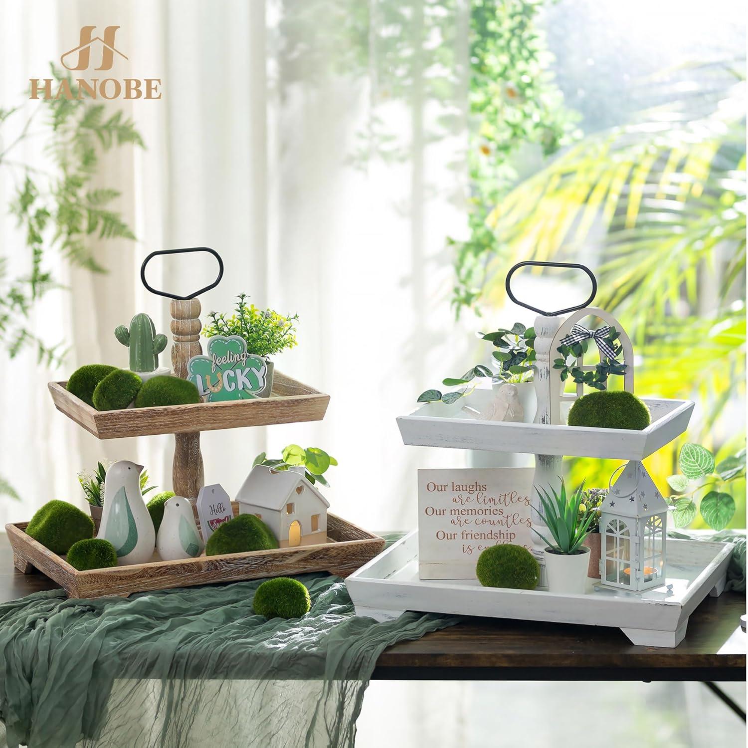 Ophelia & Co. Farmhouse Tiered Tray Stand: Rustic Wood 2 Tier Serving Tray Decor Two Rectangle Wooden For Kitchen Counter Centerpieces Coffee Bar Easter Fall Halloween Thanksgiving Christmas